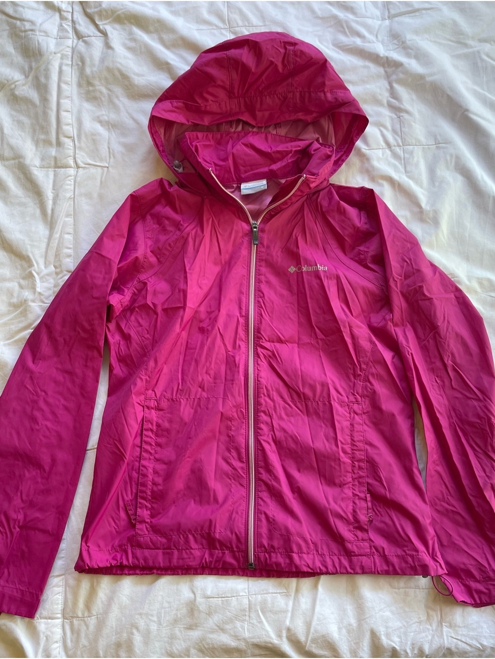 Columbia Women's Bright Fuchsia Hooded Windbreaker Jacket Size Medium - Picture 9 of 9